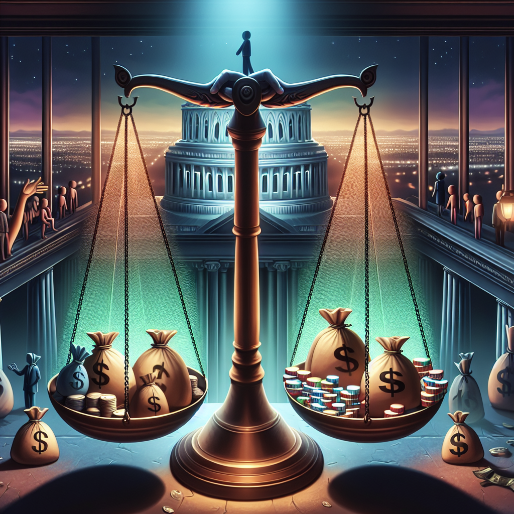 Illustrate a detailed image showing the theme of the possible erosion of public trust and compliance due to congressional stock trading. The scene sho